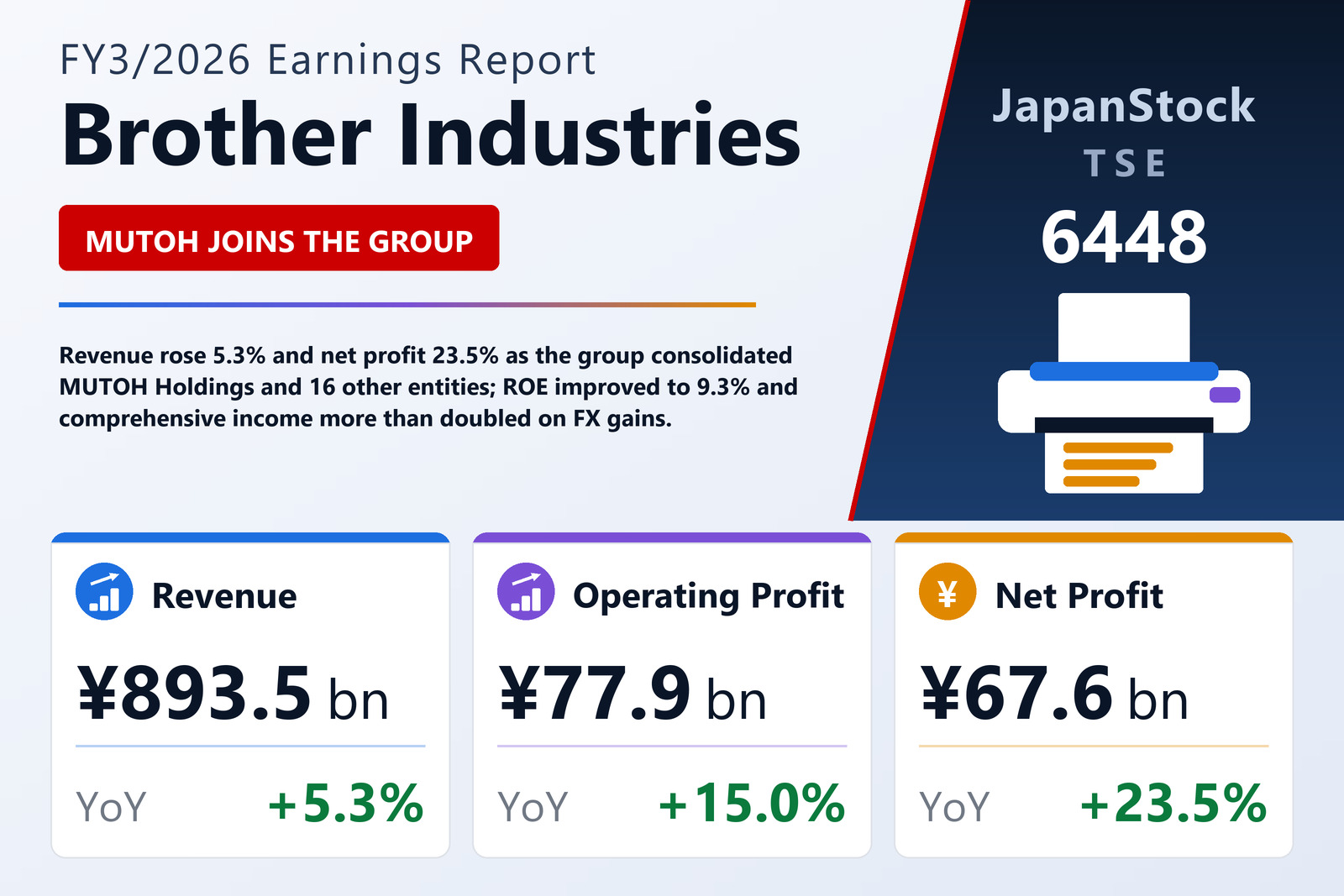 Brother Industries FY3/2026 earnings summary