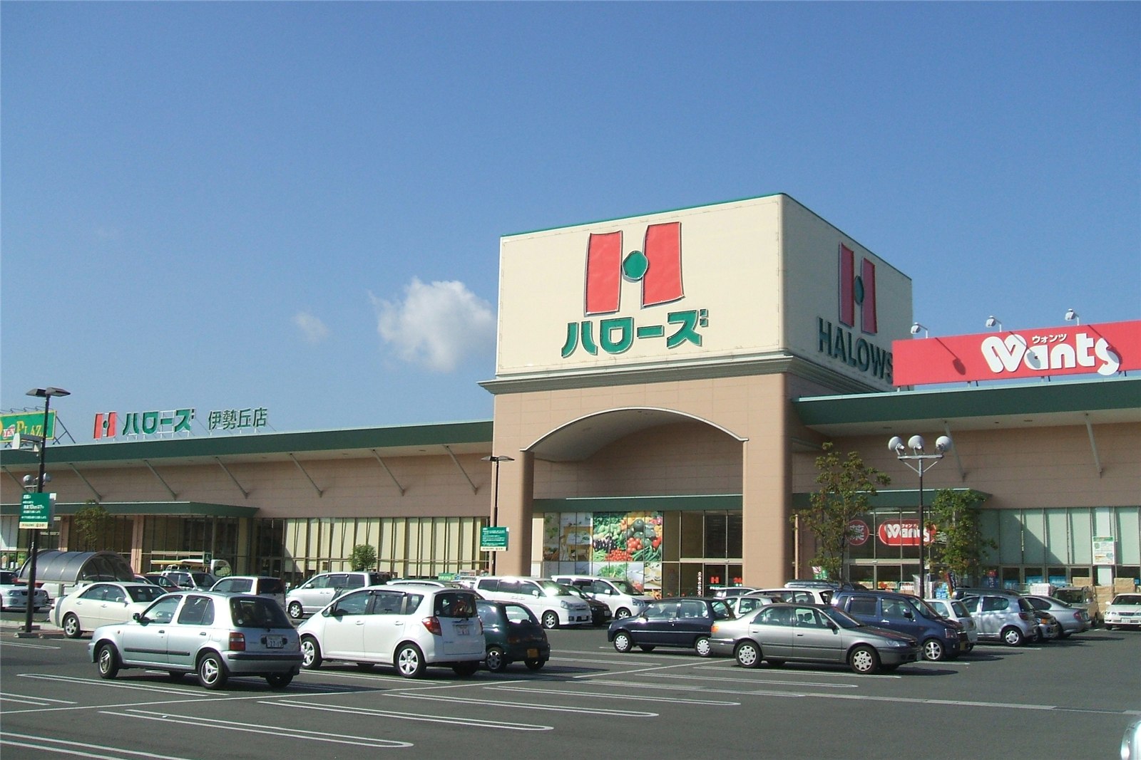 Supermarket aisle with grocery shelves