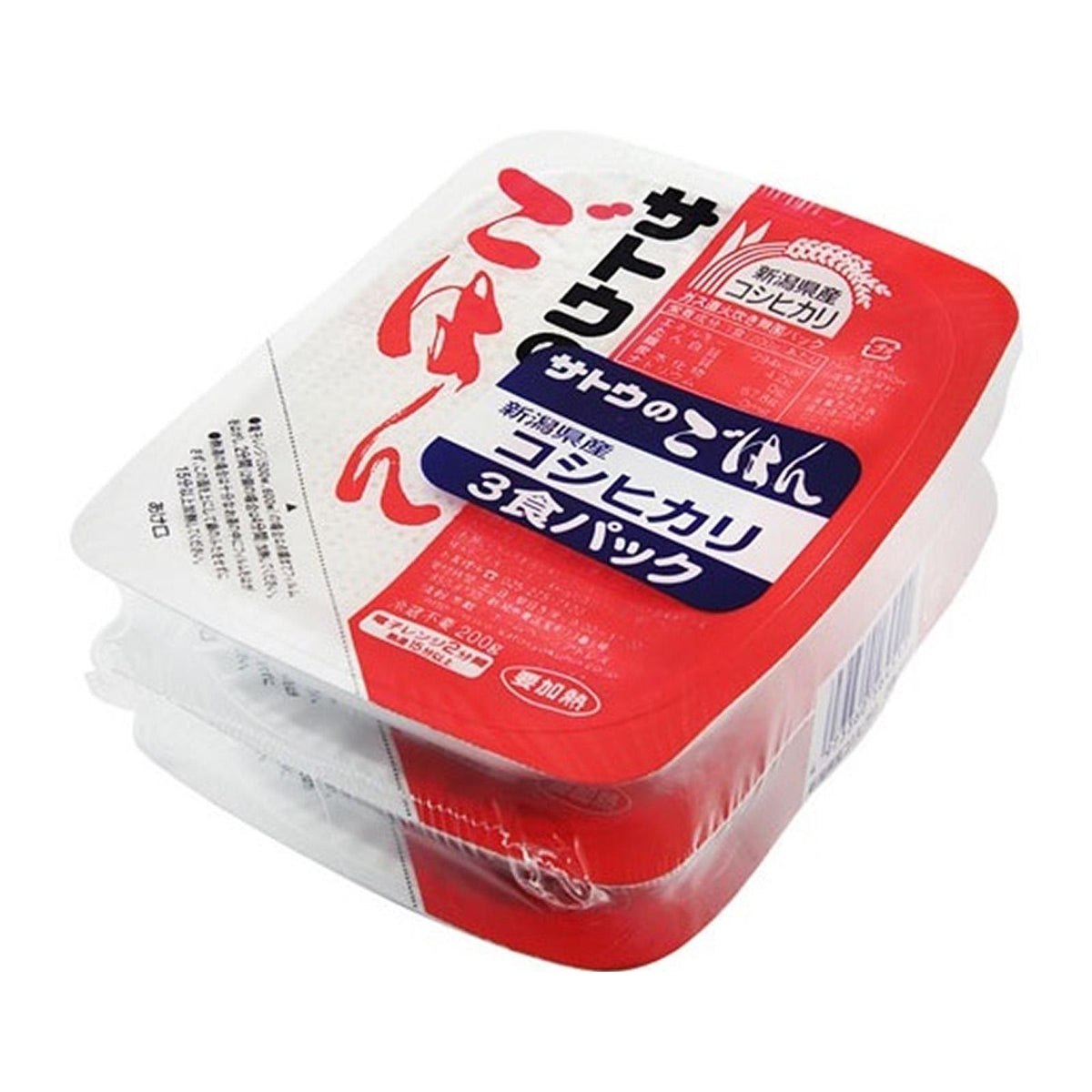 Packaged instant rice and kirimochi rice cakes on a shelf — Sato Foods