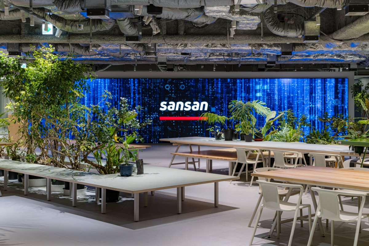 Sansan cloud business-card and contact-management software on a screen