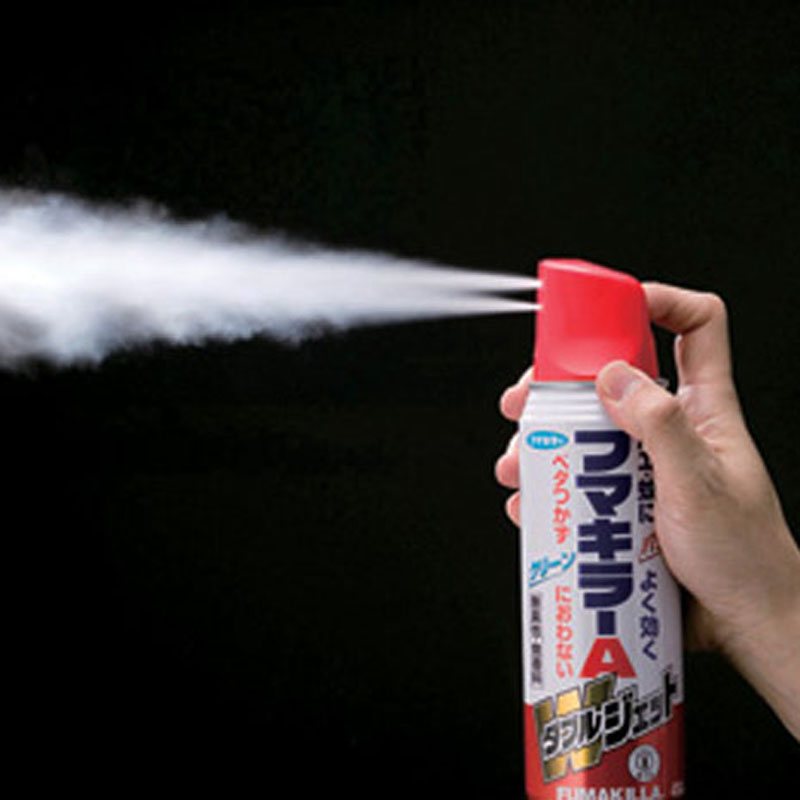 Fumakilla insecticide and household-products packaging on a retail shelf in Japan