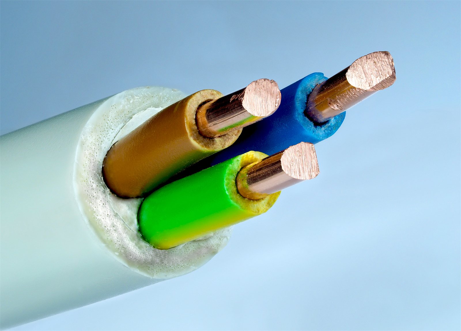 Coils of electric wire and cable at a distribution warehouse