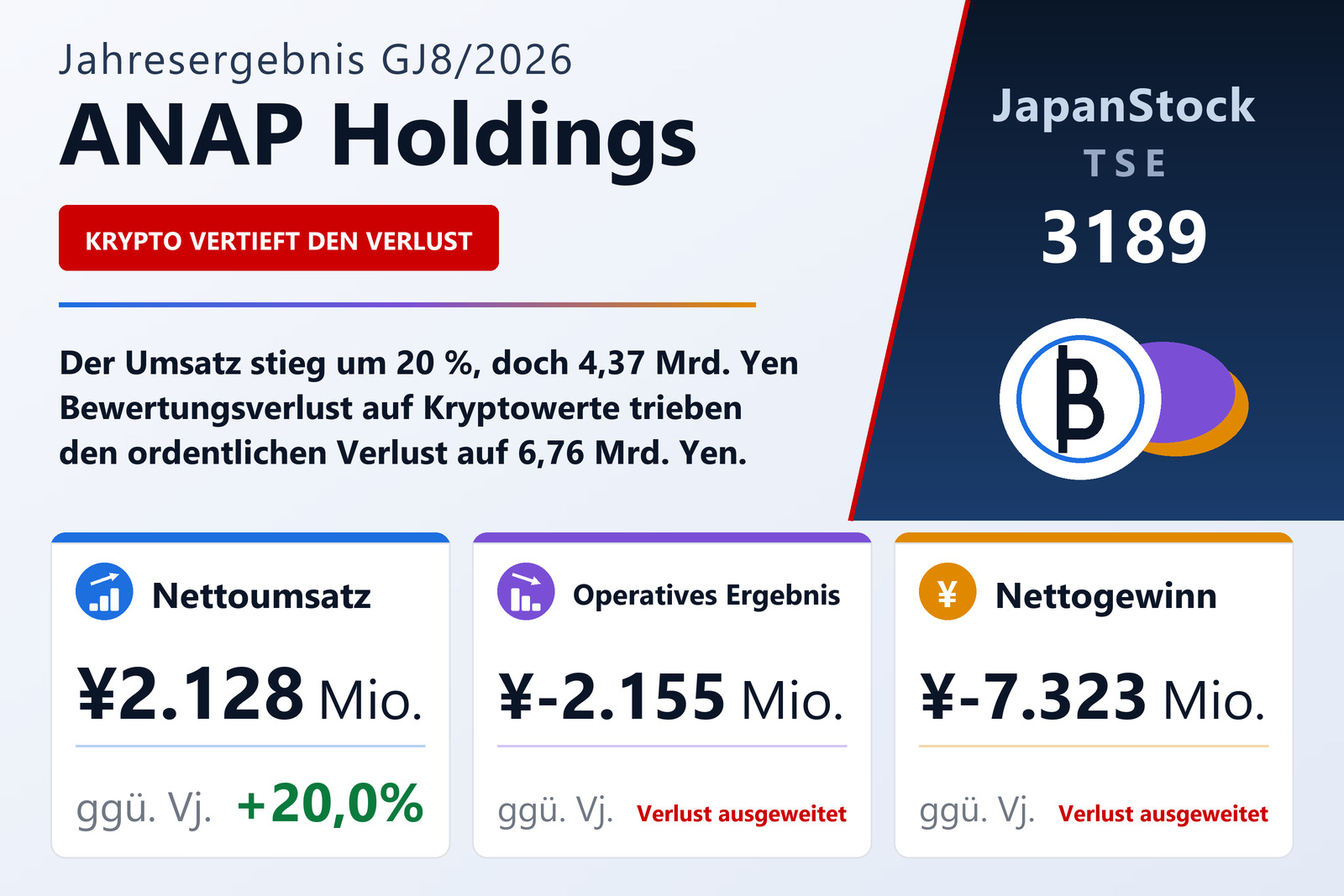 Ergebnisübersicht ANAP Holdings GJ8/2026
