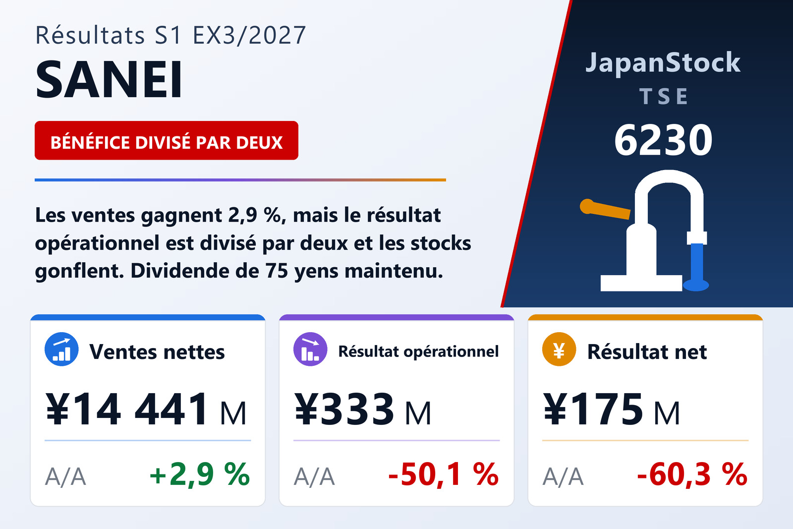 Synthèse des résultats de SANEI, S1 de l'exercice 3/2027