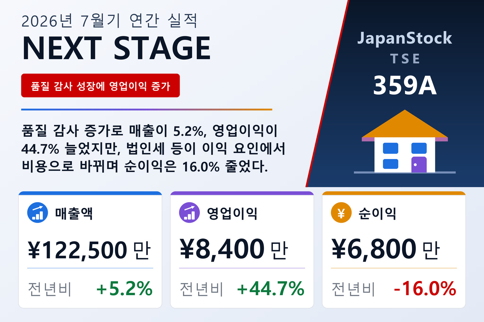 NEXT STAGE Co., Ltd. 2026년 7월기 실적 요약